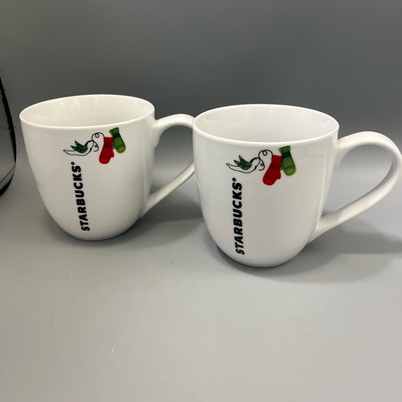 (2) Starbucks 2011 Holiday Winter Dove & Mittens 13oz Coffee Cup Christmas Mugs - Picture 1 of 10